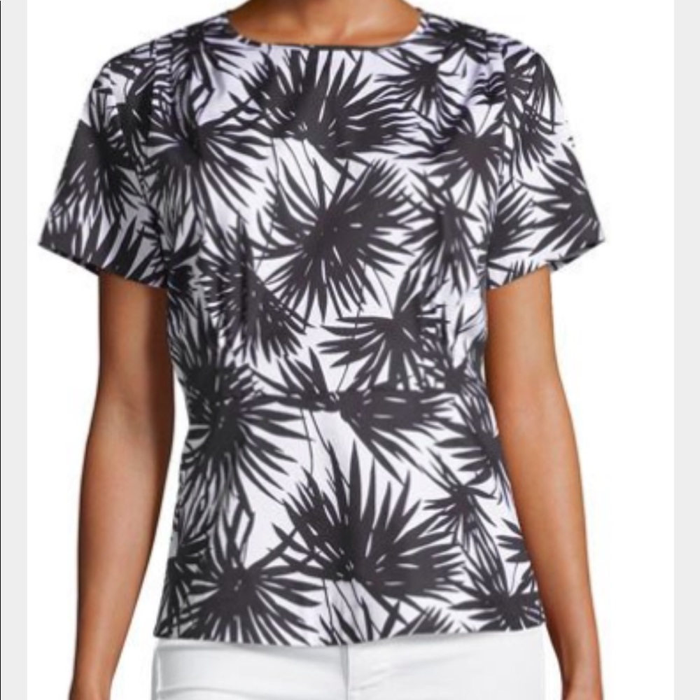 Michael Kors Black and White Palm Trees Top 8